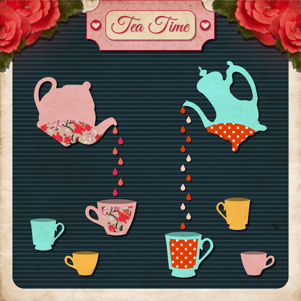 Tea time , vector illustration - Vector, Image