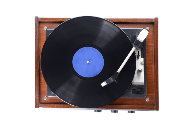 Record player z płyty winylowe na białym tle - Zdjęcie, obraz