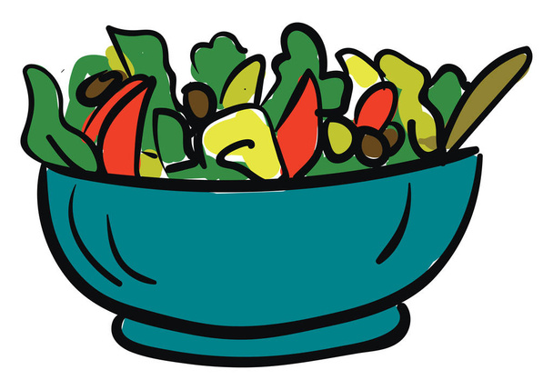 Чаша веганского салата со свежими овощами
 - Вектор,изображение