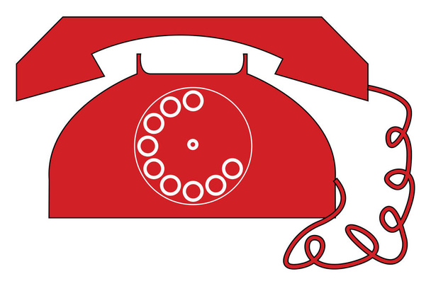 Ilustración de vector de teléfono rojo vintage sobre fondo blanco
  - Vector, Imagen