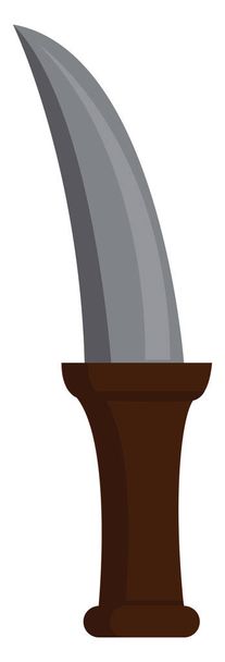 Steel knife with wooden handle vector illustration on white back - Vector, Image