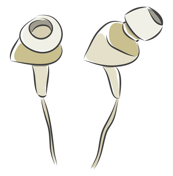 Απλή απεικόνιση διανυσματικών λευκών ακουστικών σε λευκό προγρού - Διάνυσμα, εικόνα