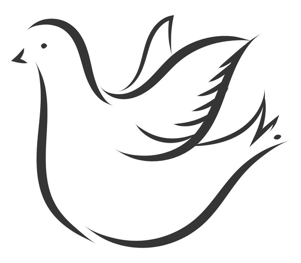 Eenvoudige schets van een witte duif vector illustratie op witte backg - Vector, afbeelding