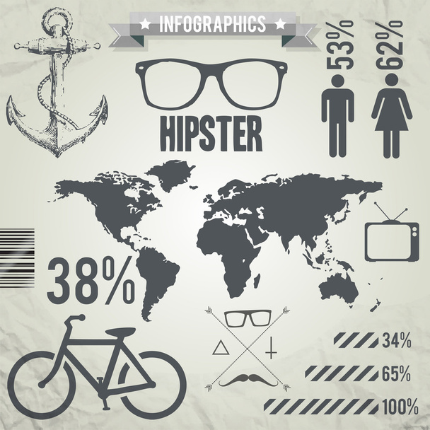 Set hipsters elements of infographics - Vector, Image