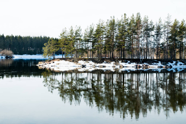 Spring landscape on the river Kymijoki, Kouvola, Finland - Photo, Image