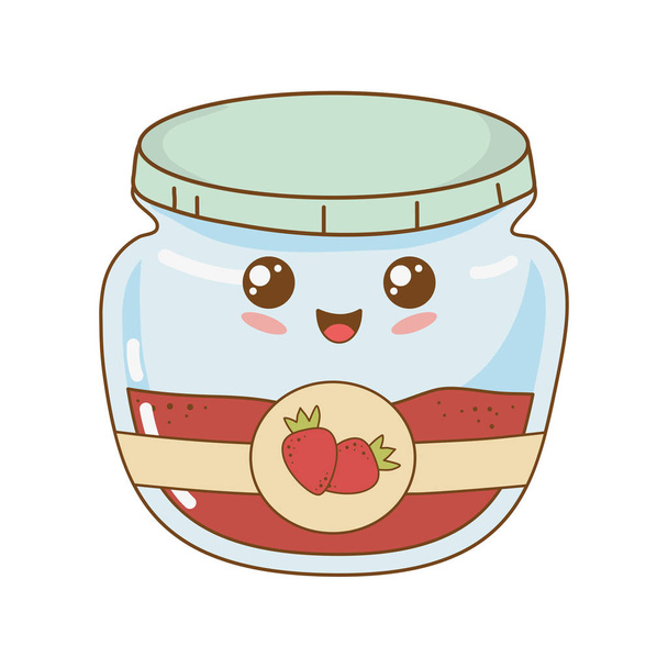 jahodová marmeláda pot kawaii charakter vektorové ilustrace design - Vektor, obrázek