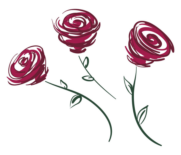 Tre rose rosse vettore o illustrazione a colori
 - Vettoriali, immagini