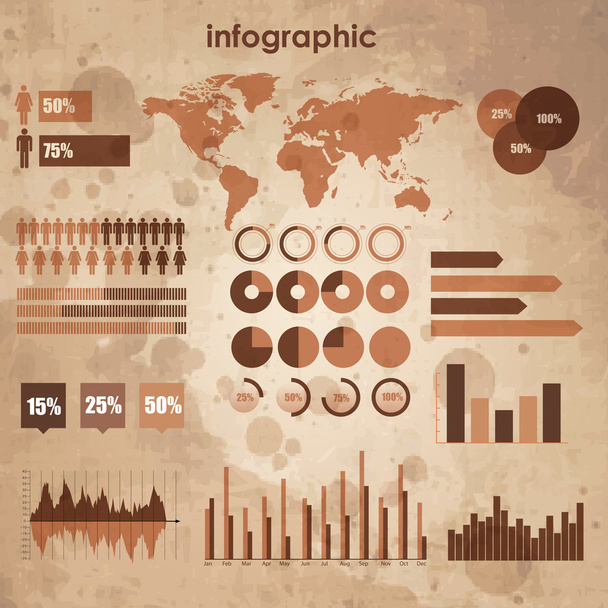 インフォ グラフィックのビンテージ セット - ベクター画像