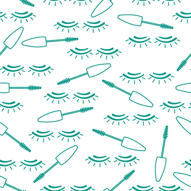 Vector seamless pattern with mascara, eyelashes. - Διάνυσμα, εικόνα