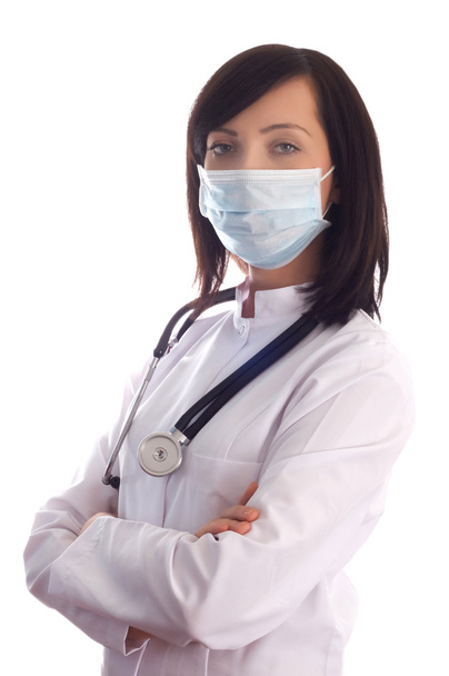 Médico femenino aislado en el blanco
 - Foto, imagen