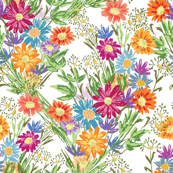 Seamless background of bouquets of wildflowers - Vector, Image