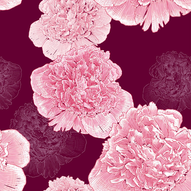 Бесшовный рисунок розовых пионов
 - Вектор,изображение