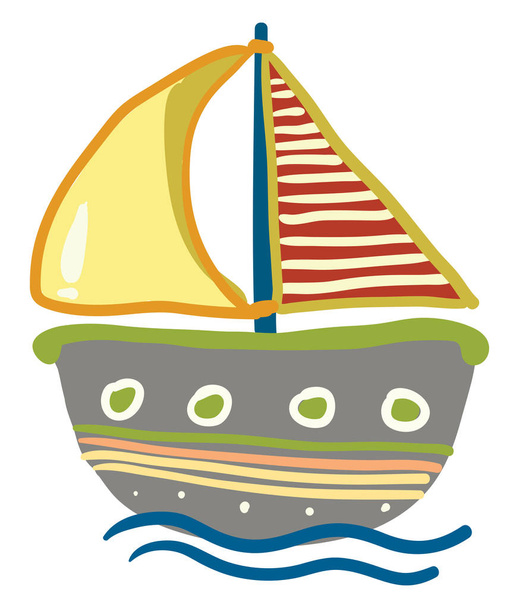 Drawing of a colorful boat vector or color illustration - Διάνυσμα, εικόνα