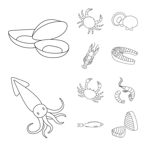 Vector illustration of food and sea sign. Collection of food and healthy stock vector illustration. - Διάνυσμα, εικόνα