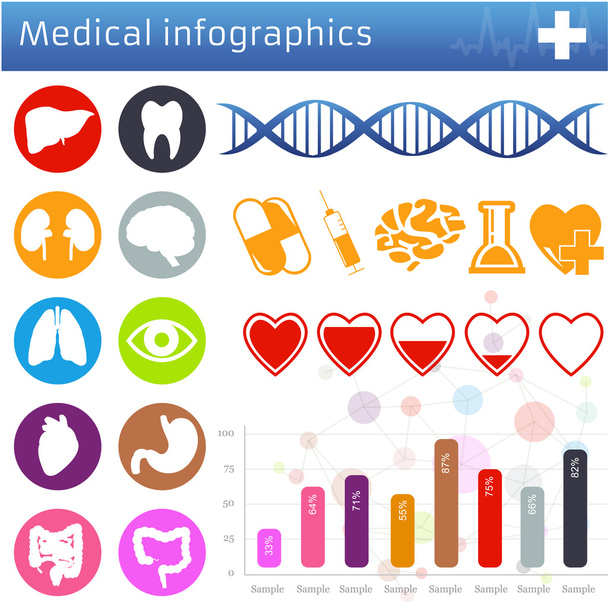 Медицинские иконки и векторы символов, изолированные на белом
 - Вектор,изображение