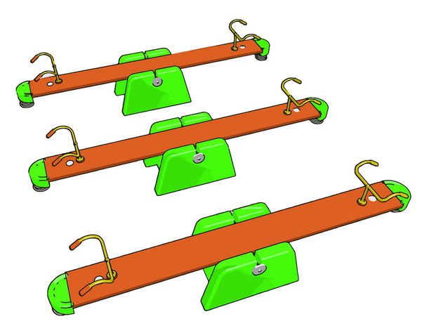 Three seesaw toy cartoon vector or color illustration - Vector, Image