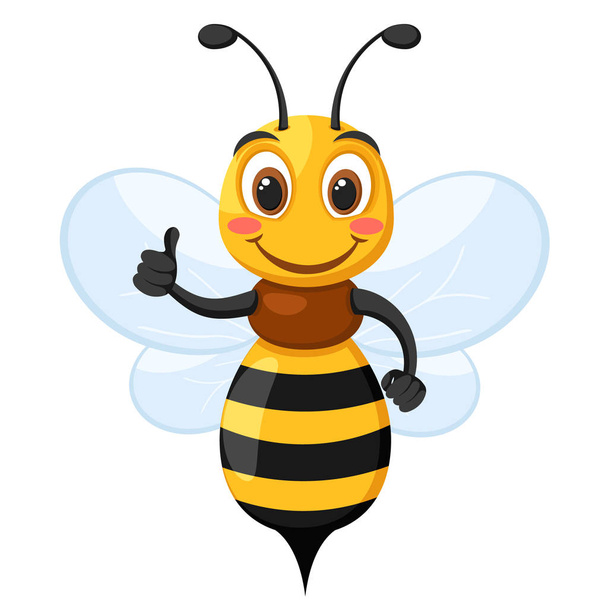 La abeja sonríe y se muestra como en un blanco. Carácter
 - Vector, Imagen