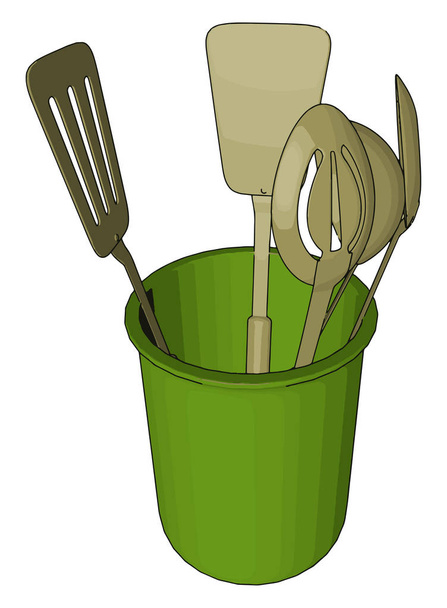 Un contenedor para vectores de cocina o ilustración en color
 - Vector, Imagen
