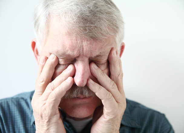 senior suffering from sinus pressure - Photo, Image