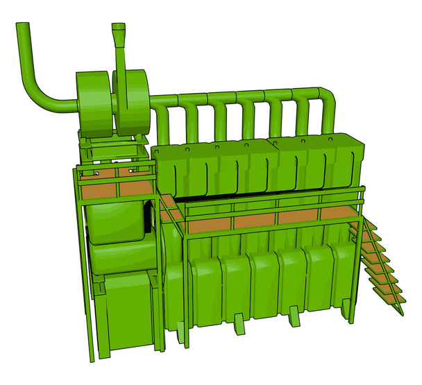 grün gefärbter Maschinenvektor oder farbige Abbildung - Vektor, Bild