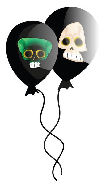 Vector illustration of two black baloons with white and green sc - Vector, Image