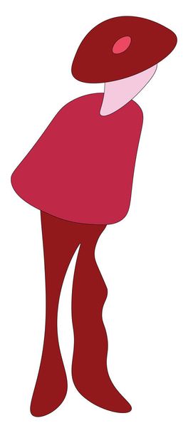 Kırmızı şapka vektör veya renk çizimi giyen bir karikatür karakter - Vektör, Görsel