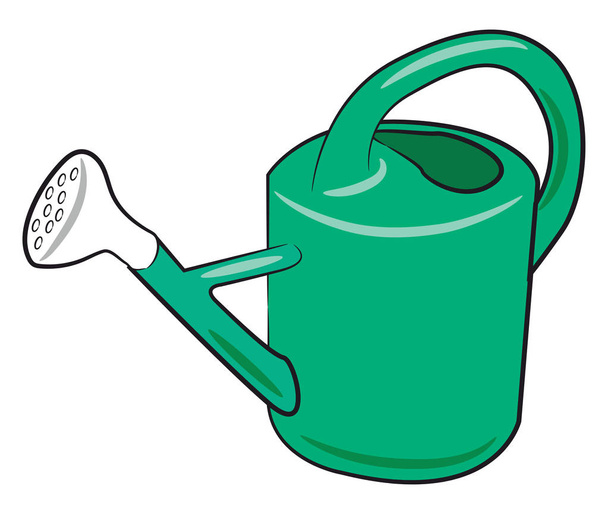 Green watering can vector or color illustration - Vector, imagen