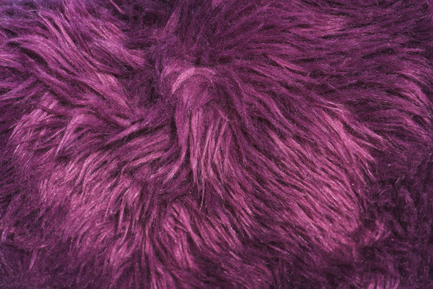 Texture of purple fur. Artificial color fur. Fur in the interior. Vegan fur. - Photo, Image