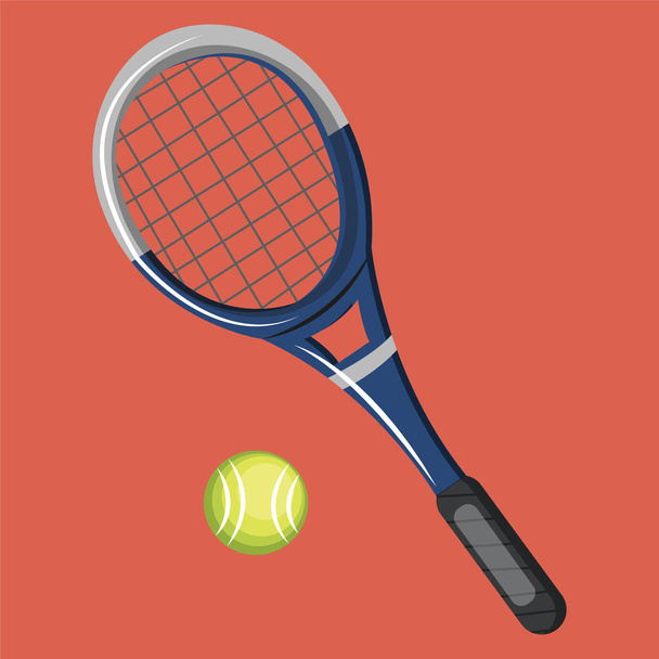 Tennis Bat and Ball vector color illustration. - Vector, Image
