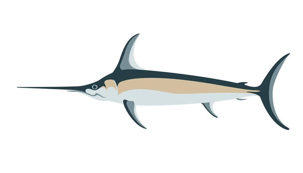 Atlantische zwaardvis, vector illustratie, platte stijl - Vector, afbeelding