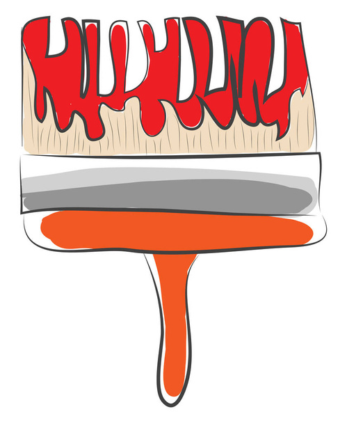 白い backgrou の赤いペンキのベクトルイラストが付いているペンキのブラシ - ベクター画像