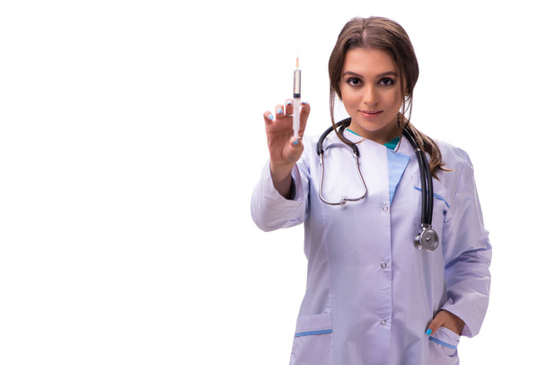 jonge vrouwelijke arts geïsoleerd op wit - Foto, afbeelding