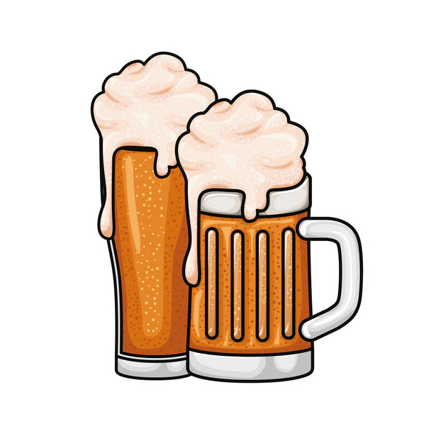 beer with foam isolated icon - Vector, Image