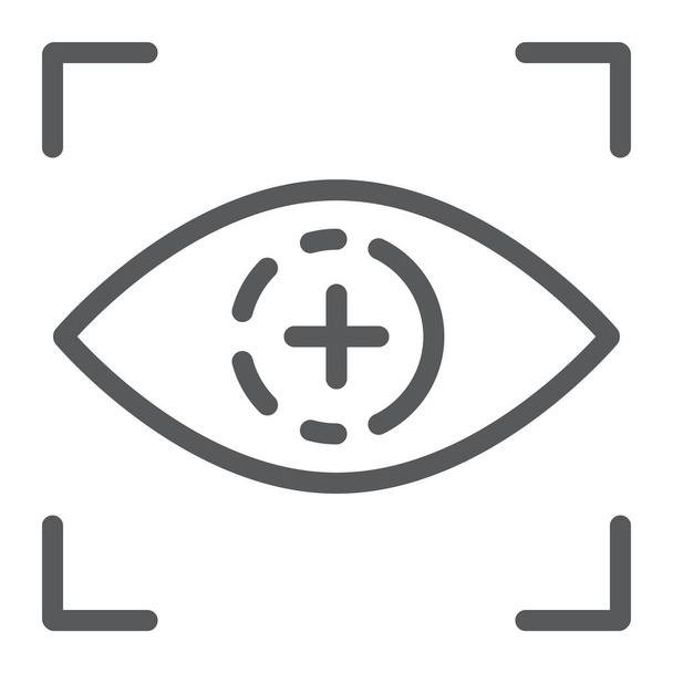 Icono de línea de exploración ocular, acceso e identificación, signo de exploración retina, gráficos vectoriales, un patrón lineal sobre un fondo blanco
. - Vector, imagen