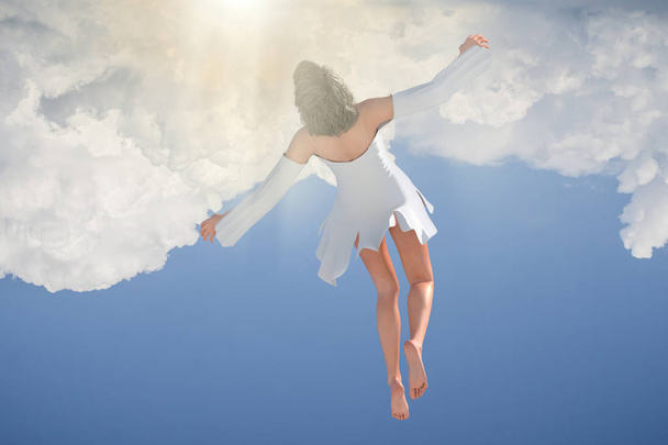 Ruh beden ölümü üzerine bırakarak. meditasyon ve rüya kavramı 3d render - Fotoğraf, Görsel