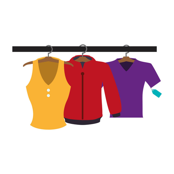 female clothes hanging in aparel - Vector, imagen