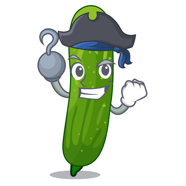 Pirate fresh cucumber in the character bowl - Vettoriali, immagini