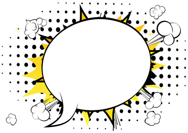 Fondo de cómic retro ilustrado vectorial con gran burbuja de discurso en blanco, fondo de estilo vintage de arte pop
. - Vector, Imagen