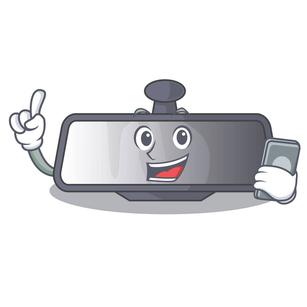 With phone rear view mirror isolated with mascot - Vector, afbeelding