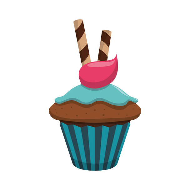 delicious cupcake sweet icon - Vektori, kuva