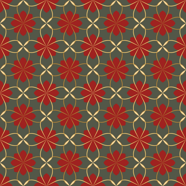 Seamless vector floral pattern based on Arabic geometric ornamen - Vector, afbeelding