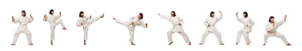 luchador de karate aislado en blanco - Foto, imagen