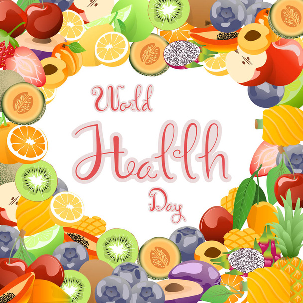 Fruits collection for world health day. - Vector, Imagen