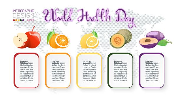 Сбор фруктов на Всемирный день здоровья. - Вектор,изображение
