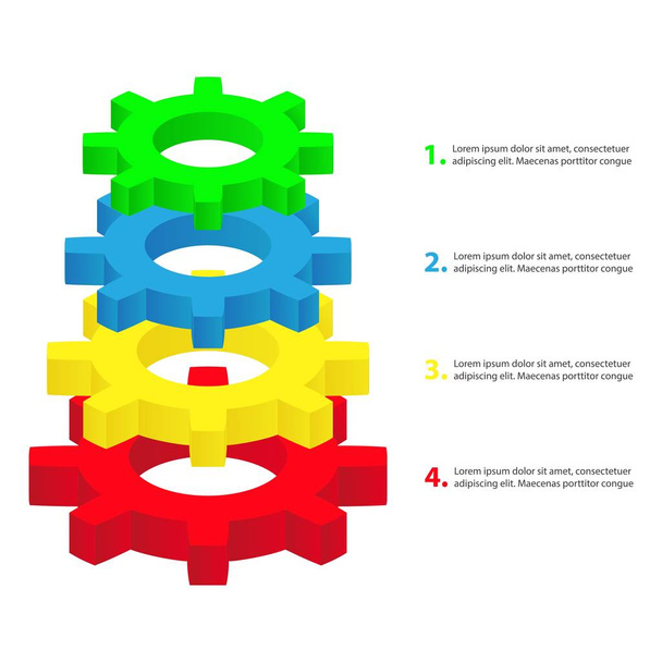 Colored cogwheels pyramid with copy space - Vector, afbeelding