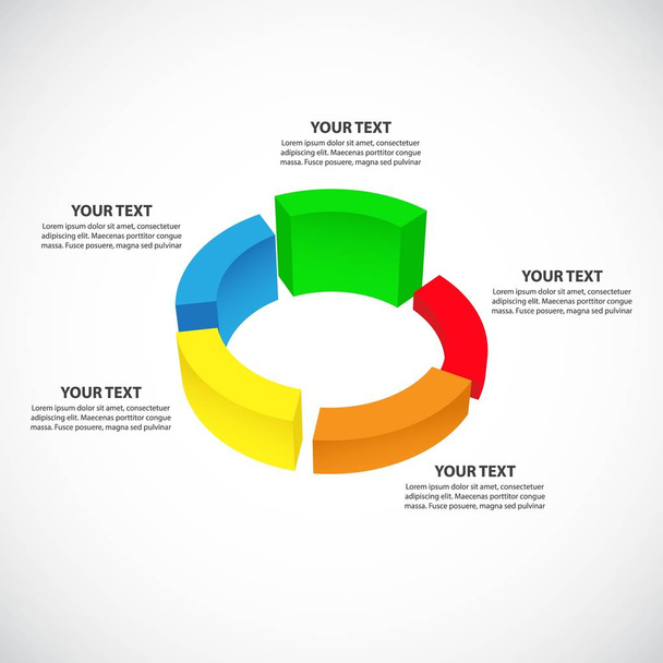 Pie chart with colored parts for business template, vector - Vector, imagen