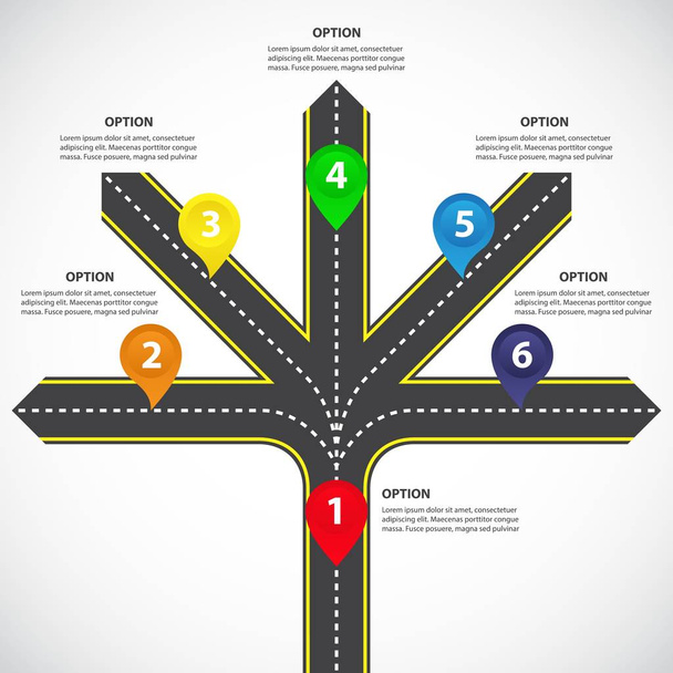Diagram from roadways with numbers for business template - Wektor, obraz