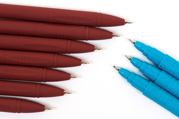 ballpoint pens close-up. many pens. stationery - Photo, Image