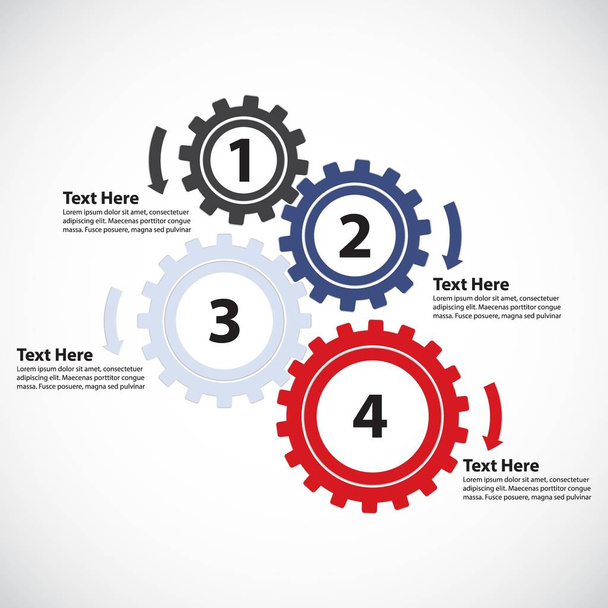 Colorful cogwheels with numbers on white background - ベクター画像