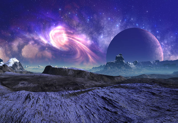 Paysage extraterrestre de fantaisie rendu 3D - Illustration 3D - Photo, image